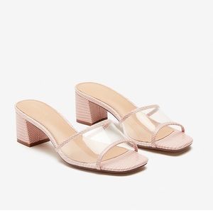 Vinyl Slide Low Block Square Toe Heel